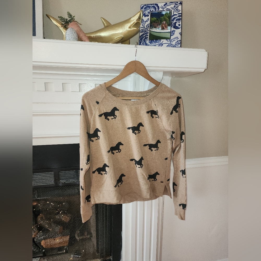 Tan Sweater with Black Horse Pattern O NEILL SURF BRAND